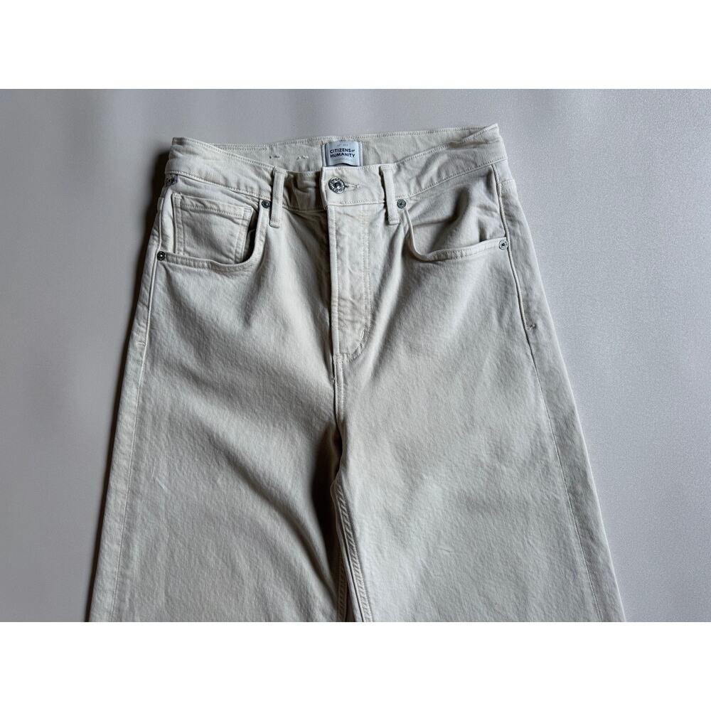 Citizens of Humanity Women's Cream Lyra High Rise Wide Leg Crop Jeans Size 27 - Picture 3 of 16